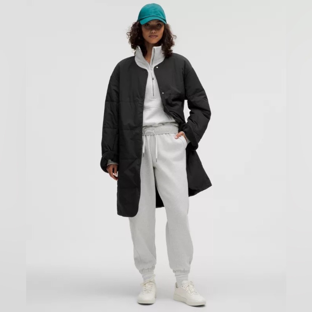 Lululemon fleece lined, insulated long black coat long coat